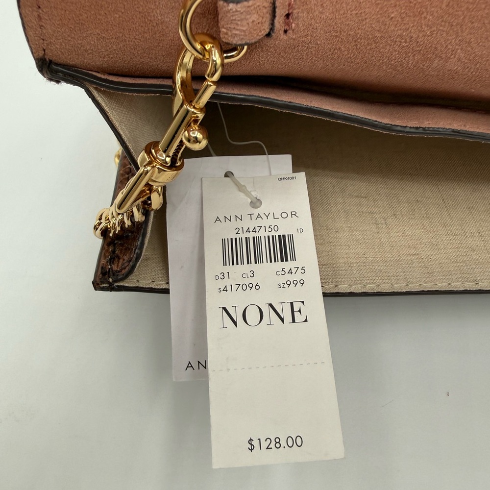 Ann Taylor Genuine Suede Snake Print Convertible Clutch Gold Chain - NWT - Picture 9 of 14